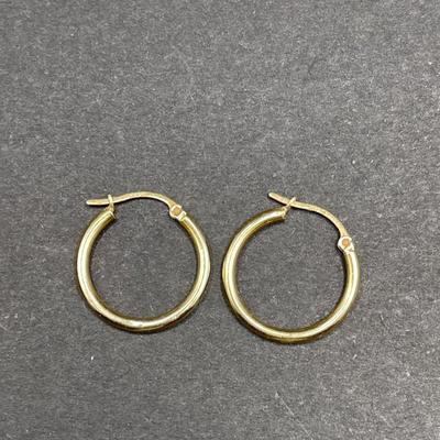 14K Yellow Gold Medium Sized Hoop Earrings