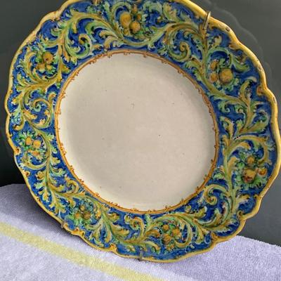 Antique Floral Decorative Plate on Hanger