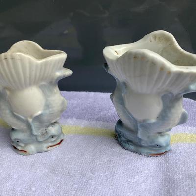 PAIR Vintage Fish Nautical Mini Vases Pockets