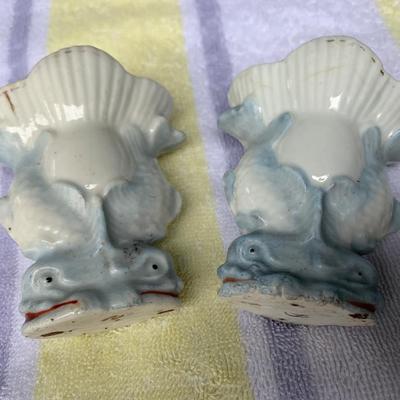PAIR Vintage Fish Nautical Mini Vases Pockets