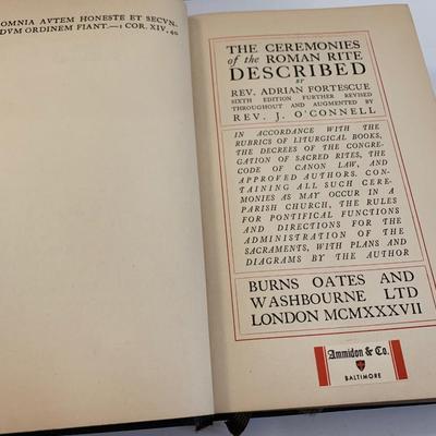 c.1937 Ceremonies of Roman Rite Rev. Adrian Fortescue Illustrated Hardback