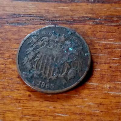 LOT 43 1865 TWO CENT COIN