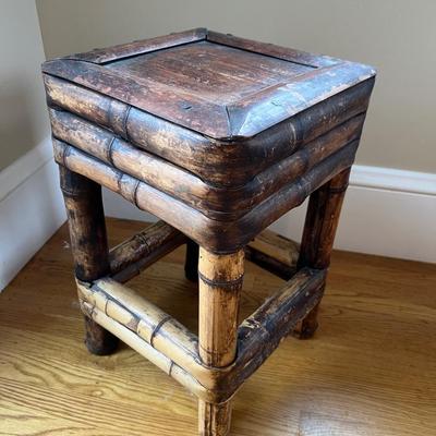 Vintage Burnt Bamboo plant stand