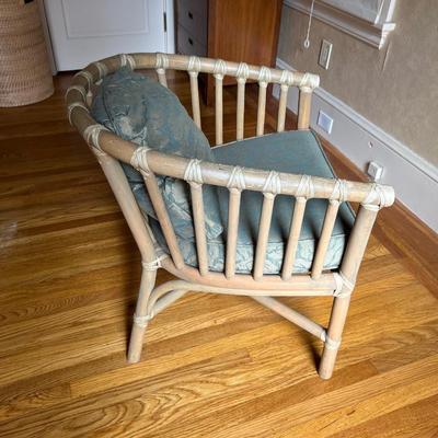 Vintage McGuire Bamboo arm chair with cushion and pillow