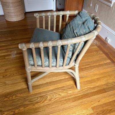 Vintage McGuire Bamboo arm chair with cushion and pillow