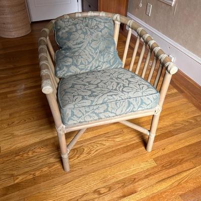 Vintage McGuire Bamboo arm chair with cushion and pillow