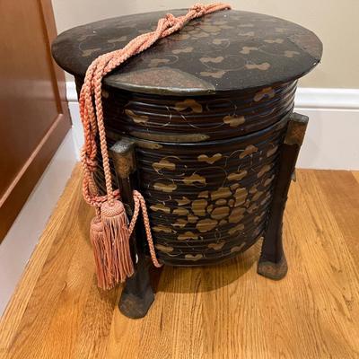 Antique Lacquered Japanese Satsuma Kogo with Tsuba, Edo period