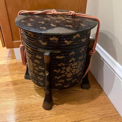 Antique Lacquered Japanese Satsuma Kogo with Tsuba, Edo period