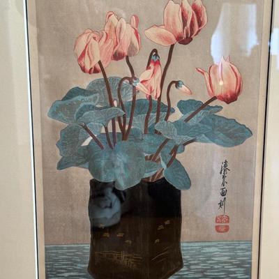 Yoshijuro Urushibara, Cyclamen, woodcut, signed