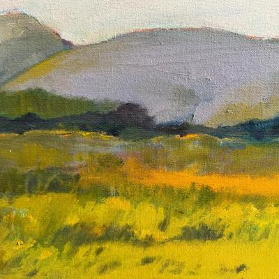 Anita Simpson, oil one canvas mountain prairie landscape