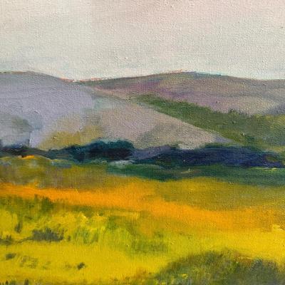 Anita Simpson, oil one canvas mountain prairie landscape
