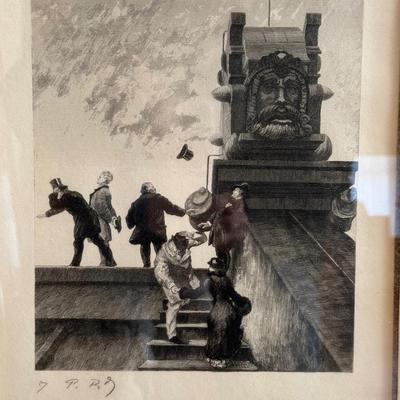 Charles Paul Renouard, Sur Les Toits, 1891, etching
