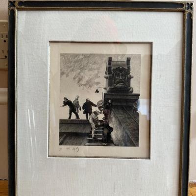Charles Paul Renouard, Sur Les Toits, 1891, etching