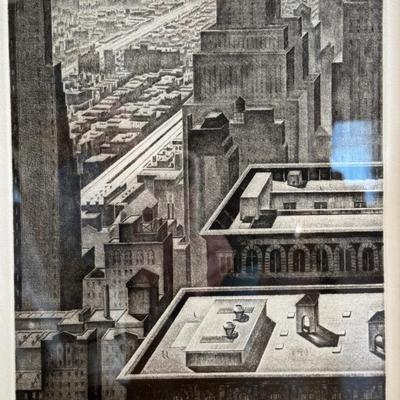 Armin Landeck, Manhattan Vista, 1934, Drypoint