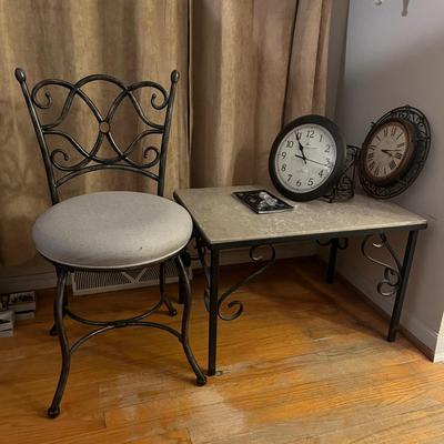 Stone Top Table, Chair & Clocks (B3-MG)