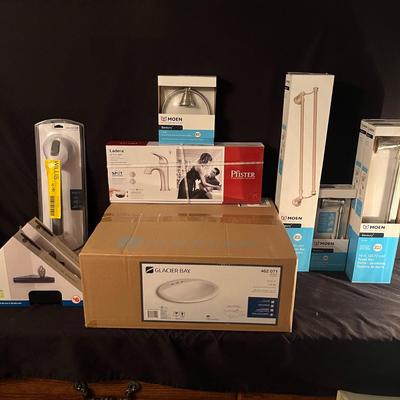 NIB Glacier Bay Sink, Faucet, Moen Towel Racks & More (B3-MG)