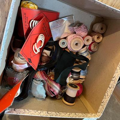 Box of vintage sewing stuff