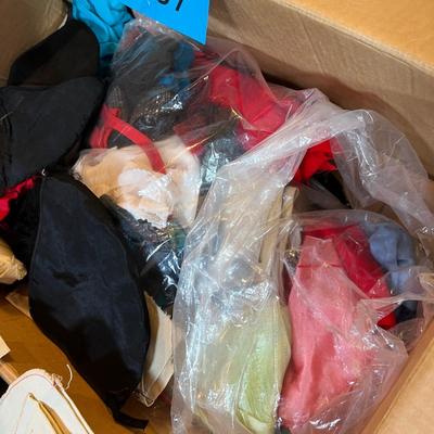 Box of sewing scraps & other
