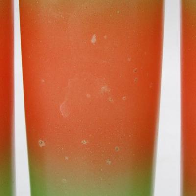 Vintage MCM Blendo Glass Orange & Green Ombre Beverage Barware Set of 5
