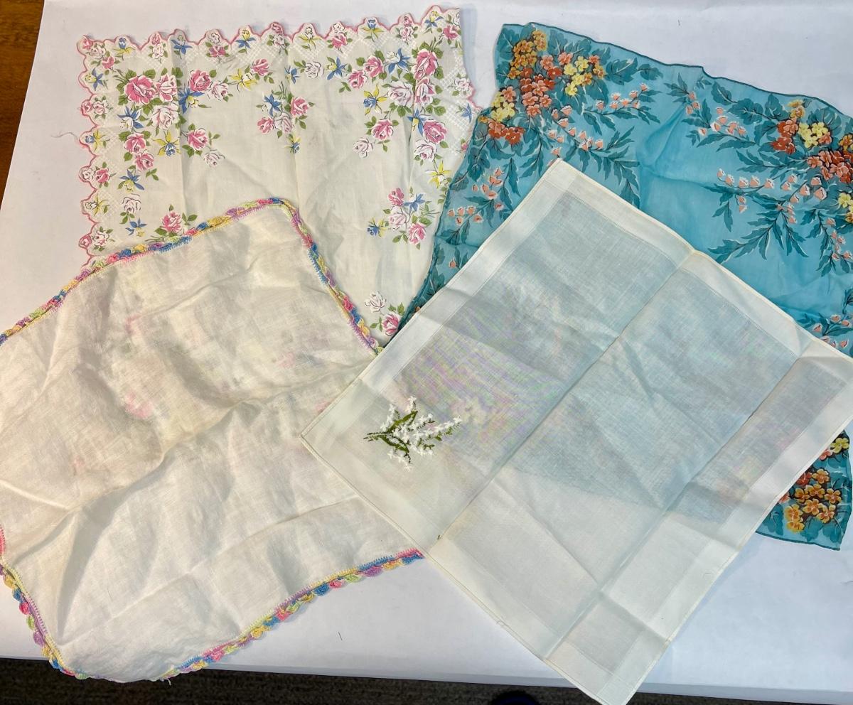 Lot of Vintage Soft Light Colorful Material Handkerchiefs