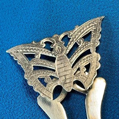 LOVELY ANTIQUE SILVER OPENWORK INCISED HINGED BUTTERFLY HAIRPIN OLD EUROPEAN TOUCHMARKS