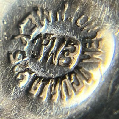 .925 SILVER ROUND PENDANT WITH BLUE CENTER STONE MARKED MEXICO AND ARTIST'S MARK 