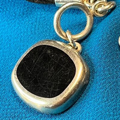.925 STERLING SILVER WITH INSET ONYX PENDANT NECKLACE ON BLACK SUEDE CORDING