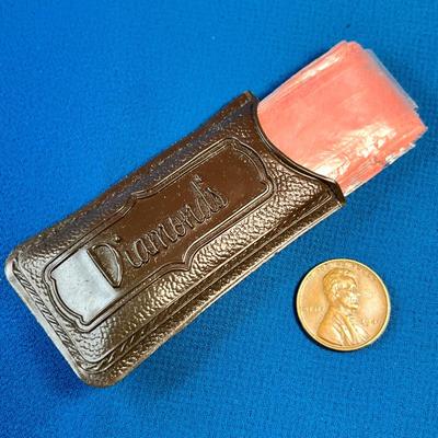 VINTAGE PLASTIC RAIN BONNET IN VINYL CASE MARKED "DIAMOND'S" 