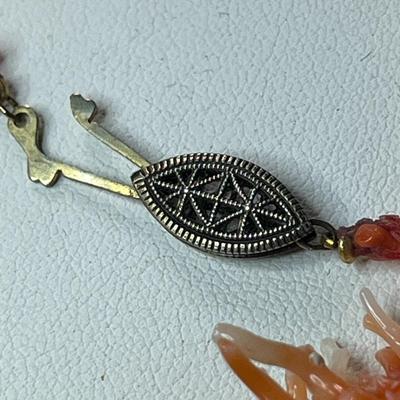 NATURAL SALMON BRANCH CORAL NECKLACE 