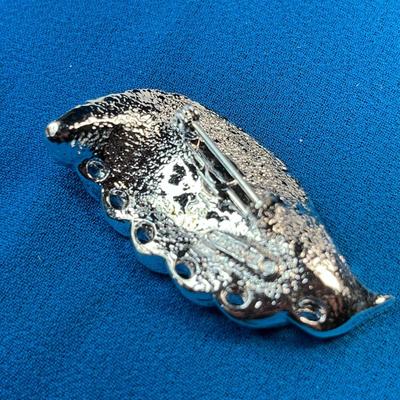 SHINY SILVERTONE LEAF PIN by GERRY'S 