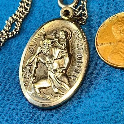 ST. CHRISTOPHER PROTECT US PENDANT NECKLACE