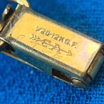 1/20 12K G.F. FAUX PEARL, GOLD TWIST CASING NECKLACE AND EARRING SET 