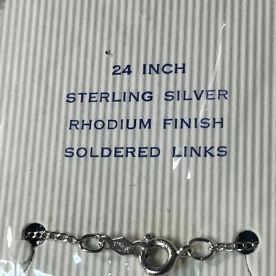 NEW IN PACKAGE 24" STERLING SILVER NECKLACE CHAIN