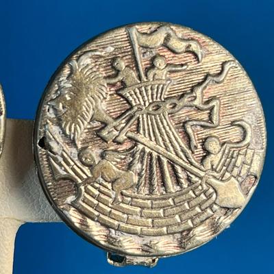 NAUTICAL THEMED LARGE BUTTON EARRINGS