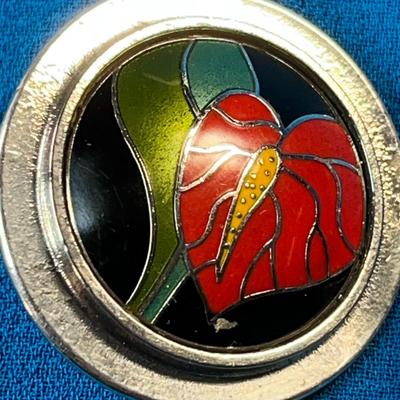 COLORFUL ENAMELED HAWAIIAN FLOWER BUTTON EARRINGS by LAUREL BURCH