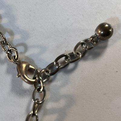 MODERN STYLE SILVERTONE, TURQUOISE INSETS NECKLACE