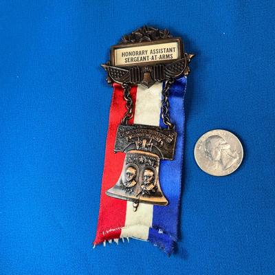 1932 DEMOCRATIC CONVENTION HONORARY ASSISTANT SERGEANT-AT-ARMS BADGE