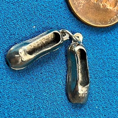 BALLET SLIPPERS CHARM UNMARKED BUT PROBABLY SILVER