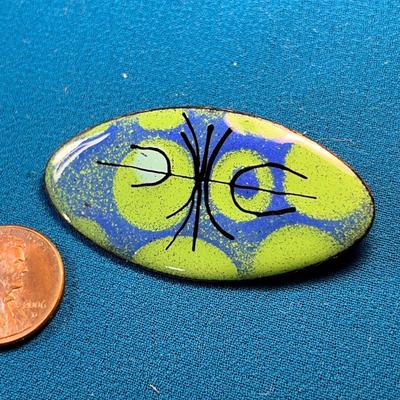 MODERN STYLE ARTSY ENAMELED PIN BLUE AND GREEN