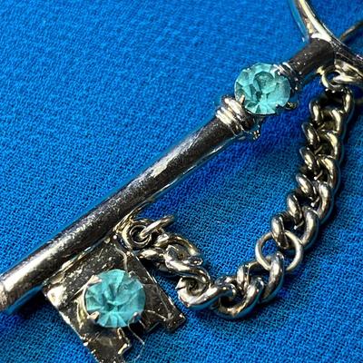 PINK, BLUE RHINESTONE "KEY" PIN