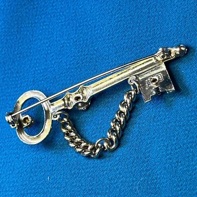 PINK, BLUE RHINESTONE "KEY" PIN