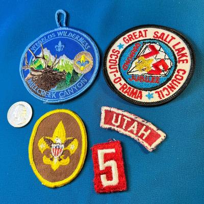 5 DIFFERENT UTAH B.S.A. PATCHES: SCOUT-O-RAMA DIAMOND JUBILEE, WEBELOS WILDERNESS, ETC.