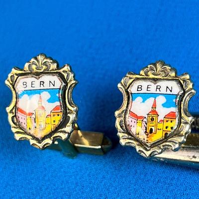 BERN SHIELD ENAMELED CUFFLINKS