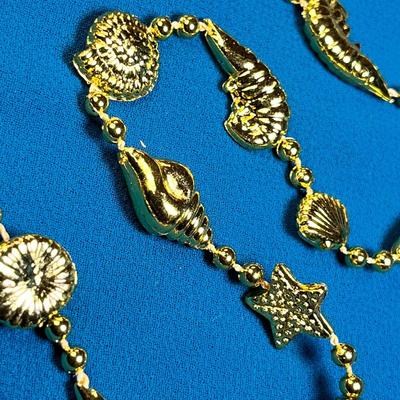 SHINY GOLDTONE MARDI GRAS SEA THEMED BEADS