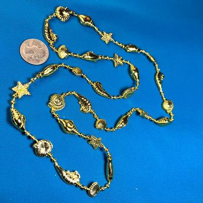 SHINY GOLDTONE MARDI GRAS SEA THEMED BEADS