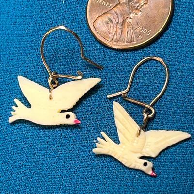 CARVED BONE FLYING BIRD EARRINGS