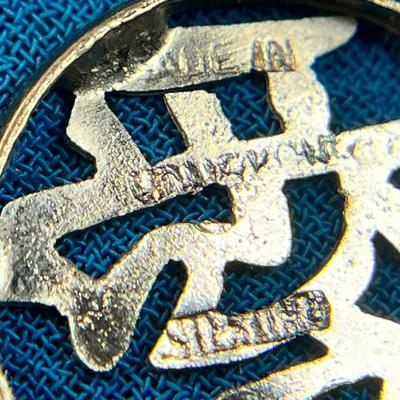 STERLING OPENWORK CHINESE CHARACTER IN CIRCLE CHARM/PENDANT 