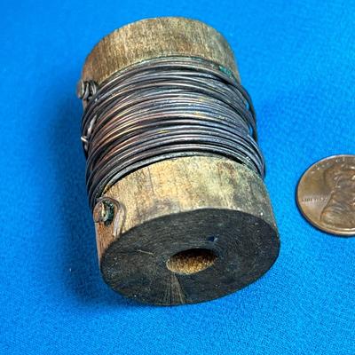 ANTIQUE WOOD SPOOL OF WIRE