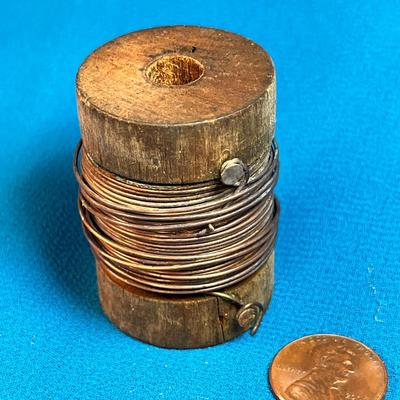 ANTIQUE WOOD SPOOL OF WIRE