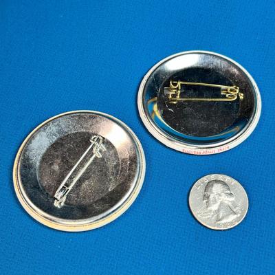 PAIR OF "2 TOGETHER" TV STATION PINBACKS- I SAW SKY TWO!, THE UTAH SPIRIT